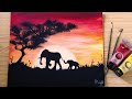 Step-by-step Elephant Sunset Painting Tutorial