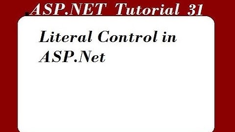 Literal Control in ASP.Net