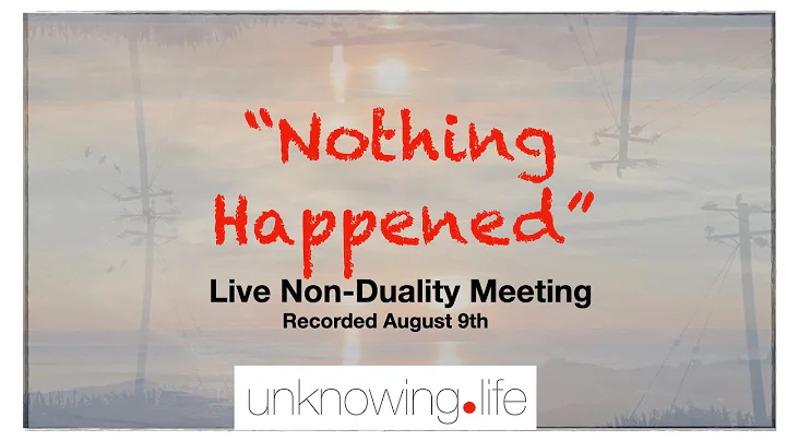 "Nothing Happened" Live Non-Duality Meeting Record...