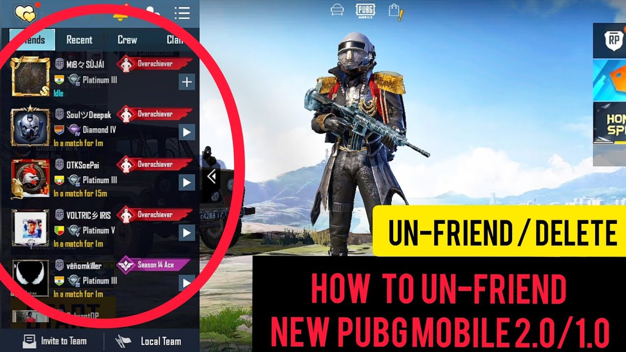 How To Unfriend Remove Old Friend From Pubg Mobile At New Erangle 1 0 2 0 Add New Friend Youtube