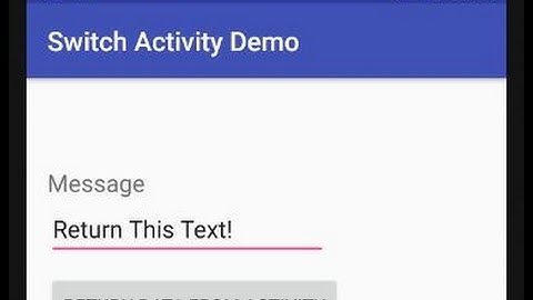 Return Data From Activity: Android Programming