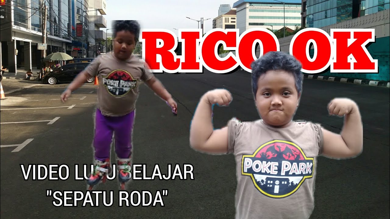 RICO BELAJAR SEPATU RODA LUCU - YouTube
