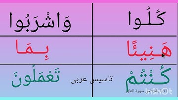 تعلم القراءة/  نتعلم قراءة الاية رقم١٩من سورة الطور