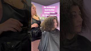 She accidentally used Brazilian blowout cream as a heat protectant! #hair #curlyhair #client