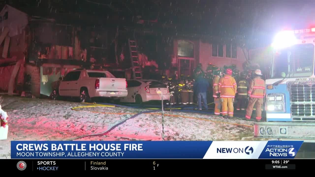 Crews battle house fire in Allegheny County - YouTube