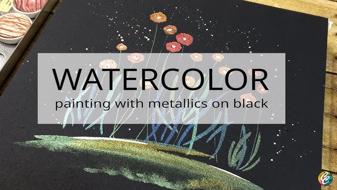 Capsule Card #3 – Metallic Watercolor on Black Paper – K Werner