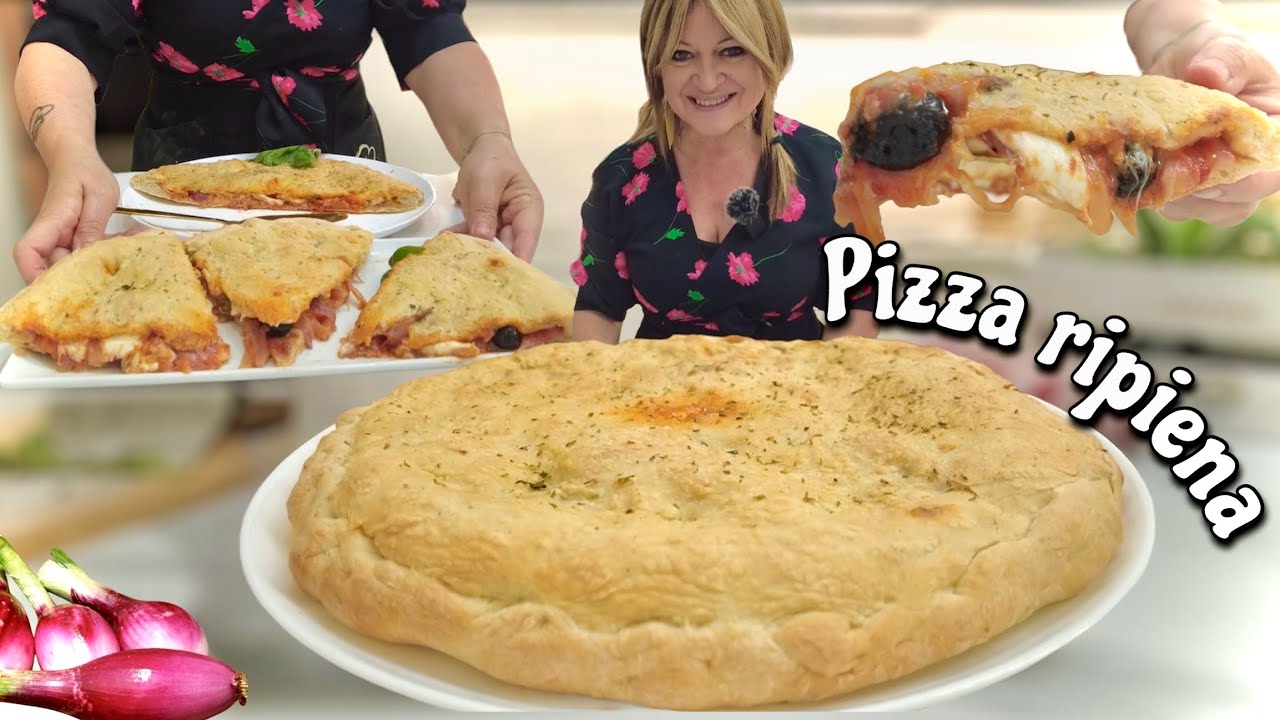 Двойная ФАРШИРОВАННАЯ ПИЦЦА с луком, оливками и анчоусами