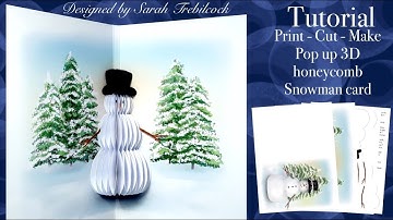 ⛄️ TUTORIAL How to make a 3D honeycomb Snowman Pop-up card Cardmaking Christmas craft DIY