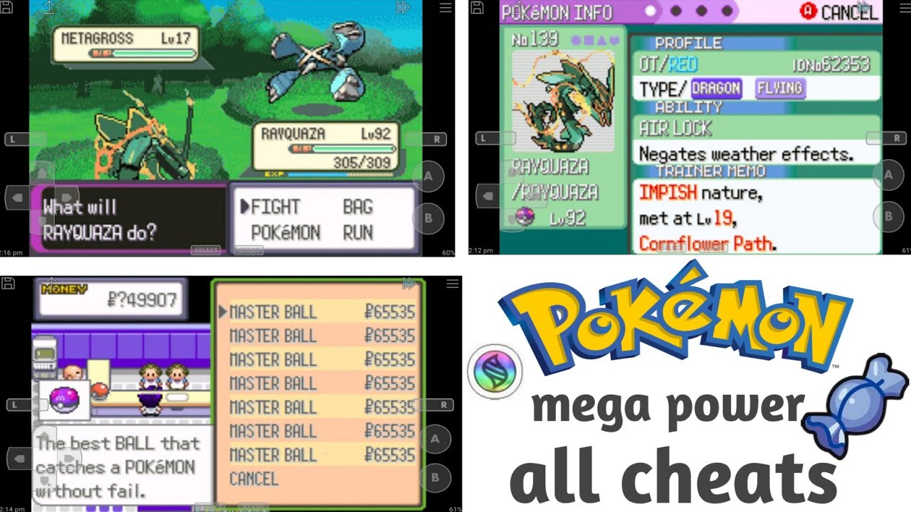 Cheat Codes Mega Pokemon, RareCandy, Evolutionary Items,More