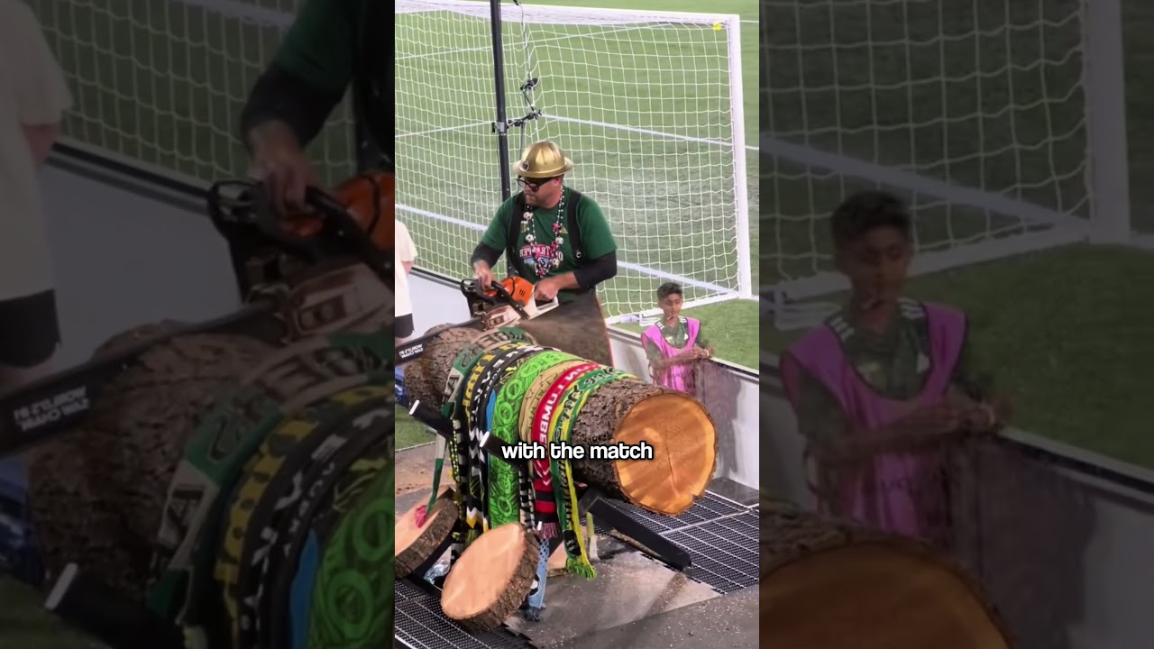 Why This Man Cutting Wood During a Soccer Match ?