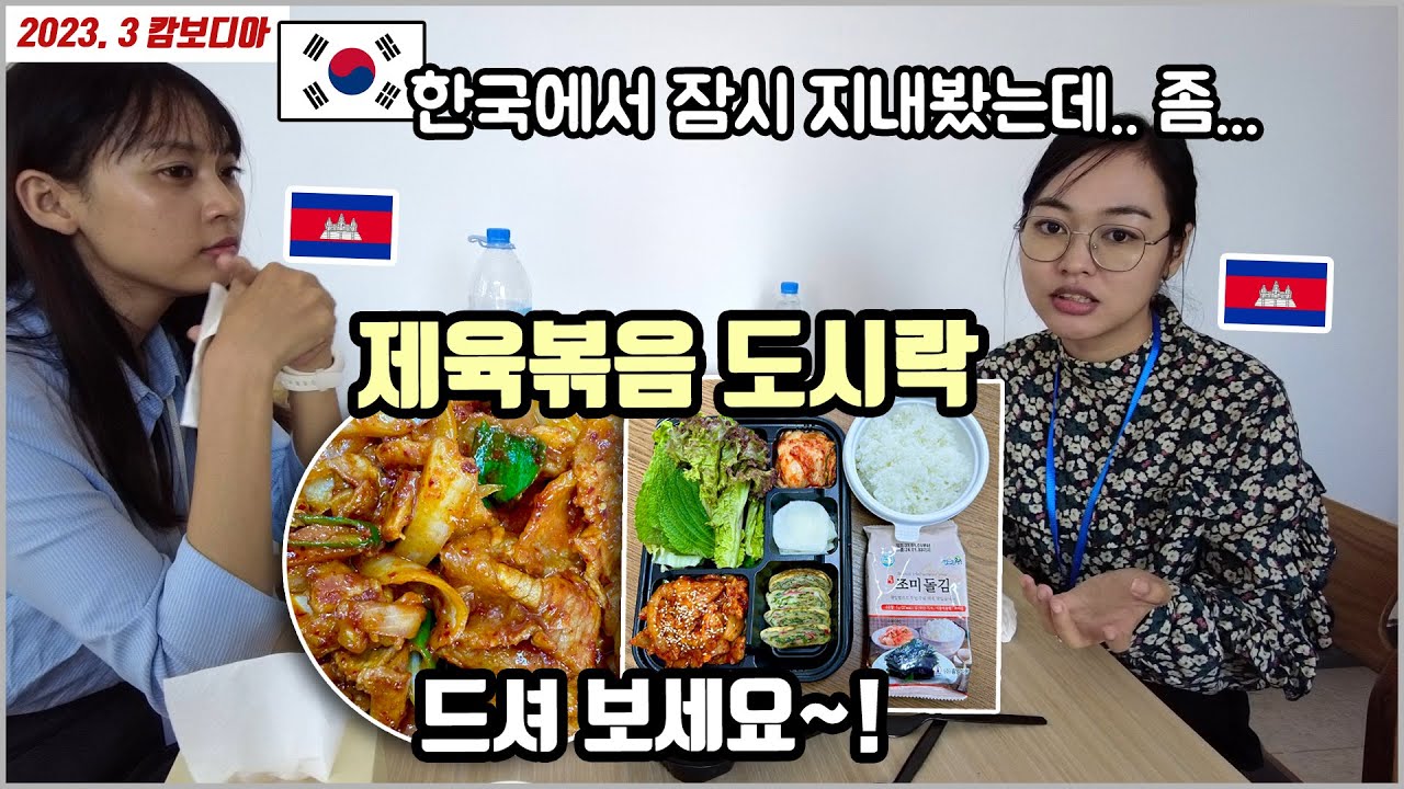 캄보디아 직원들과 제육덮밥 도시락 먹으며, 한국 다녀온 썰풀며 문화차이 이야기~