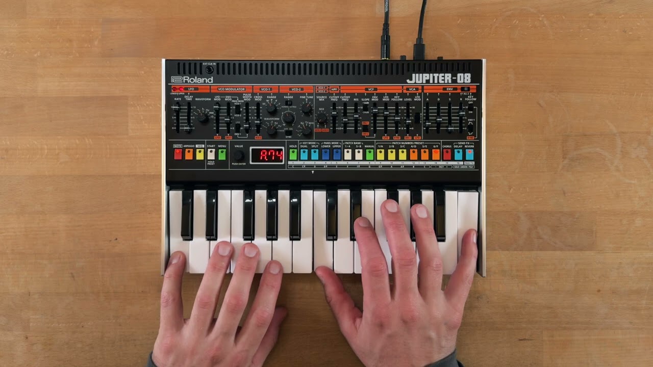 Roland Jupiter-08 Sound Demo (no talking)