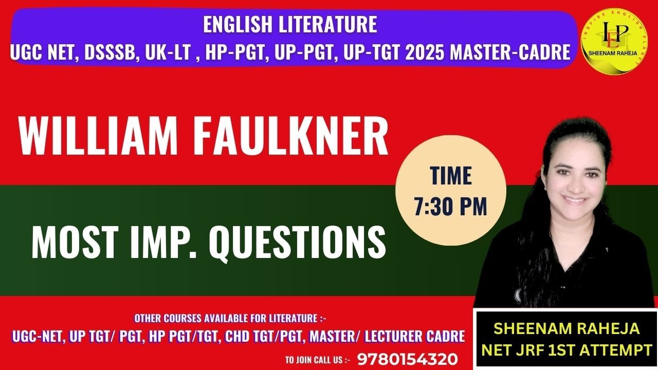WILLIAM FAULKNER #uppgt #sscenglish  #mastercadre #ugcnetenglish #upscpreparation  #ssc#grammar