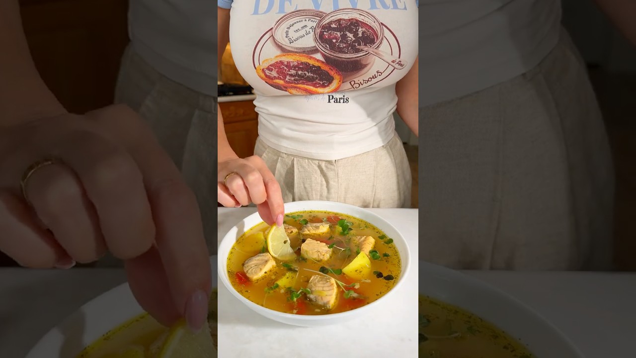 מרק סלמון ואורזו עשיר בחלבון