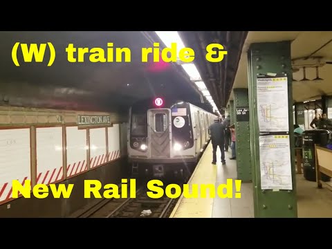 MTA NYC Subway: R160B (W) ride from Lexington Ave - 59 St to Queensboro Plaza with New Rail Sound