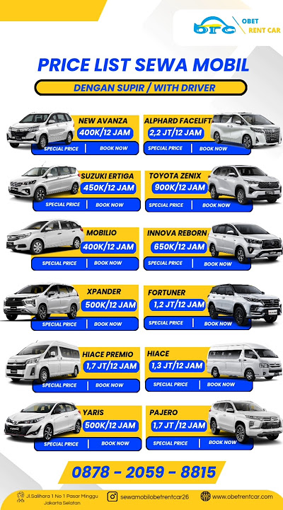 Price list sewa mobil dengan supir #sewamobildengansupir #rentalmobildriver #rentalplussupir