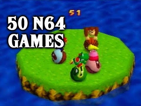 Gameplay video of 50 Nintendo 64 (N64) games (with the original music/sound). It's not necessarily a "best of N64" list, although most of these games are good or great. Eleven of these games are now available on the Wii Virtual Console, although all 100% of these were recorded from an actual N64 system (and game cartridges). Here is the full list of games in this video: 1. 1080 Snowboarding (0:00) 2. All-Star Baseball 99 (0:09) 3. Banjo-Kazooie (0:19) 4. Banjo-Tooie (0:27) 5. BattleTanx (0:36) 6. Blast Corps (0:44) 7. Body Harvest (0:52) 8. Castlevania (1:02) 9. Chopper Attack (1:13) 10. Conker's Bad Fur Day (1:24) 11. Diddy Kong Racing (1:35) 12. Donkey Kong 64 (1:45) 13. Doom 64 (1:54) 14. ExciteBike 64 (2:04) 15. F-Zero X (2:13) 16. Gauntlet Legends (2:24) 17. GoldenEye 007 (2:32) 18. Harvest Moon 64 (2:41) 19. Hydro Thunder (2:50) 20. International Superstar Soccer 64 (2:58) 21. Jet Force Gemini (3:09) 22. Legend of Zelda: Majora's Mask (3:18) 23. Legend of Zelda: Ocarina of Time (3:30) 24. Madden NFL 2001 (3:39) 25. Mario Kart 64 (3:47) 26. Mario Party (3:58) 27. Mario Tennis (4:06) 28. Mischief Makers (4:16) 29. The New Tetris (4:26) 30. Perfect Dark (4:36) 31. Pilotwings 64 (4:45) 32. Pokemon Snap (4:54) 33. Quake II (5:03) 34. Rampage 2: Universal Tour (5:11) 35. Rayman 2: The Great Escape (5:21) 36. Robotron 64 (5:32) 37. San Francisco Rush (5:40) 38. Space Station: Silicon Valley (5:49) 39. Star Fox 64 (aka Lylat Wars) (5:58) 40. Star Wars: Episode I: Battle For <b>...</b>