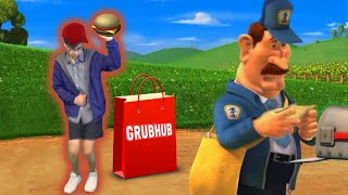 mmmm cow but its real life grubhub ad delivery dance
