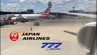 [4K]Japan Airlines 777-300ER Engine Start & Takeoff from Chicago