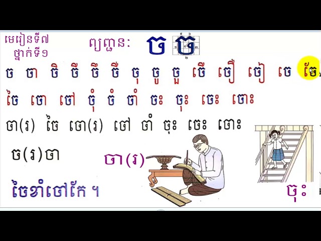 study consonant khmer,learning khmer,Lesson 7,Book 1,#7, khmer language,Mon Bunthan