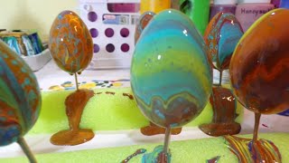 Paint Pour On Easter Eggs | Fluid Acrylic On Plaster Eggs