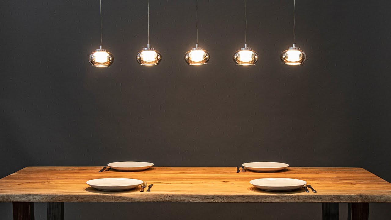 5-Lichts LED eettafelhanglamp smoke glas dimbaar | Straluma 23220070