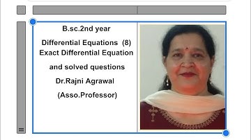 exact differential equations  Differential Equations of First Order and First Degree  bsc 2nd year