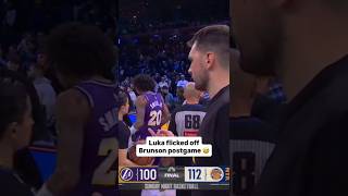 Why did Luka FLIPPED OFF Brunson postgame 😭😂 #lukadoncic #jalenbrunson #nba #basketball #lakers