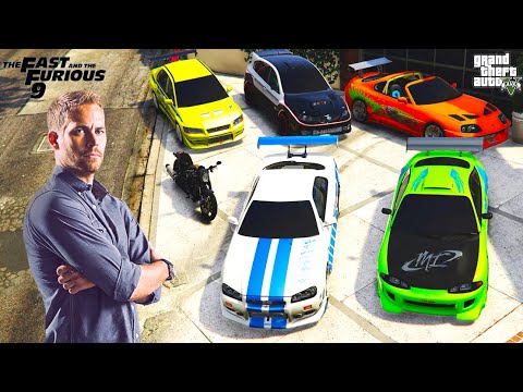 GTA 5 - Stealing Fast And Furious 'Brian O'Conner'  Cars with Franklin! (Real Life Cars #64)