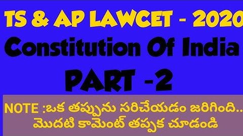 #2|CONSTITUTION OF INDIA| BITS FOR TS&AP LAWCET 2020|