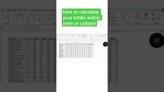 How to calculate totals in your rows and columnd #excel #exceltips #autosum