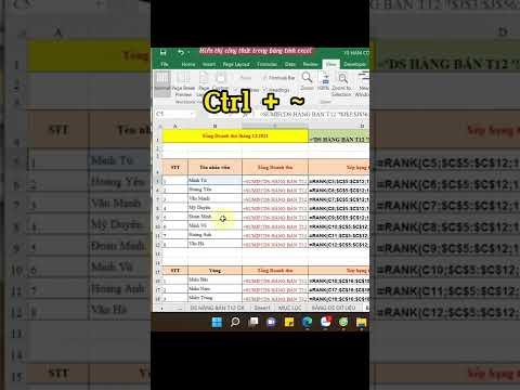 Cách hiển thị hết tất cả các công thức trong bảng tính excel cùng một lúc