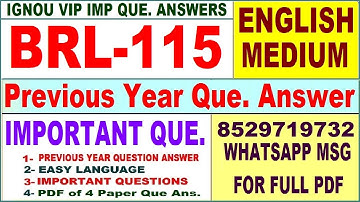 BRL 115 Previous Year Question Paper in English | brl 115 important questions with answer
