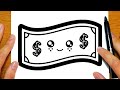 HOW TO DRAW A CUTE DOLLAR BILL | Easy drawings