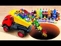 Dump Truck Marble Run Race ASMR with Bouncy Balls, Racing Cars in Water Slide l Satisfying Video