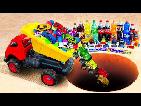 Dump Truck Marble Run Race ASMR with Bouncy Balls, Racing Cars in Water Slide l Satisfying Video