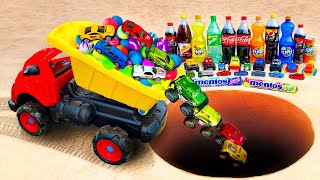 Dump Truck Marble Run Race ASMR with Bouncy Balls, Racing Cars in Water Slide l Satisfying Video screenshot 3