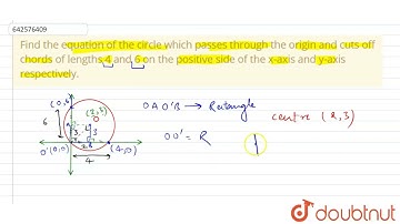 Find the equation of the circle which passes through the origin and\ncuts off chords of lengths ...
