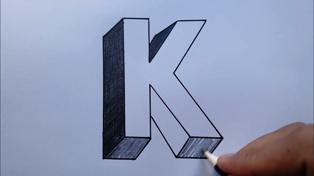 How To Draw A Capital Letter K in 3D With Pencil Letter K Drawing