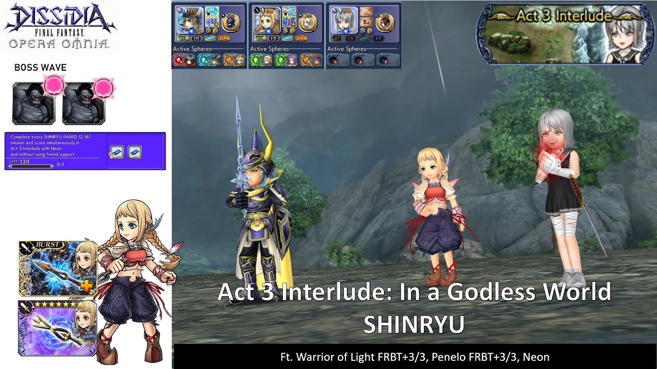 DFFOO GL | Act 3 Interlude SHINRYU  | Ticket Challenge Run ft Bronze Neon