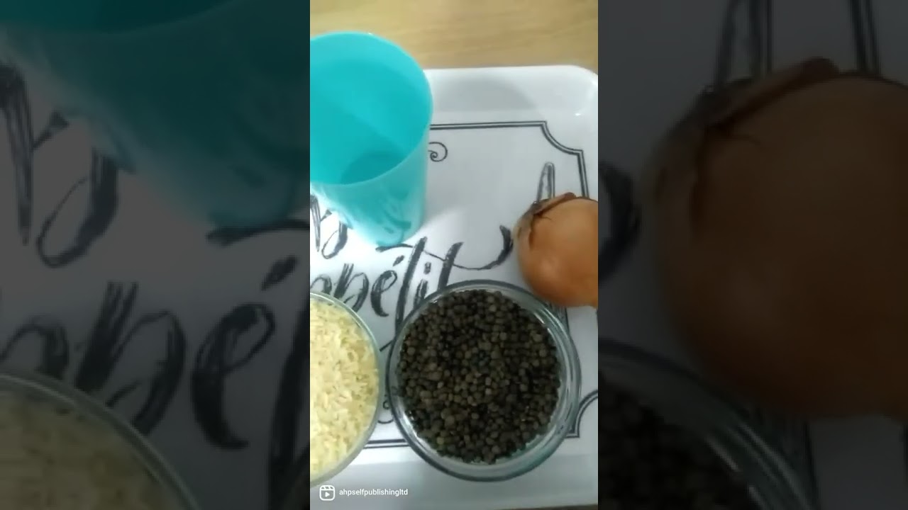 ingredients for making rice and lentils puree for baby weaning