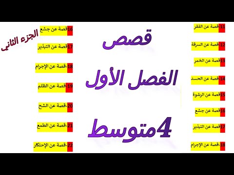 قصص حول الآفات الإجتماعية للفصل الأول للسنة 4 متوسط الجزء2 