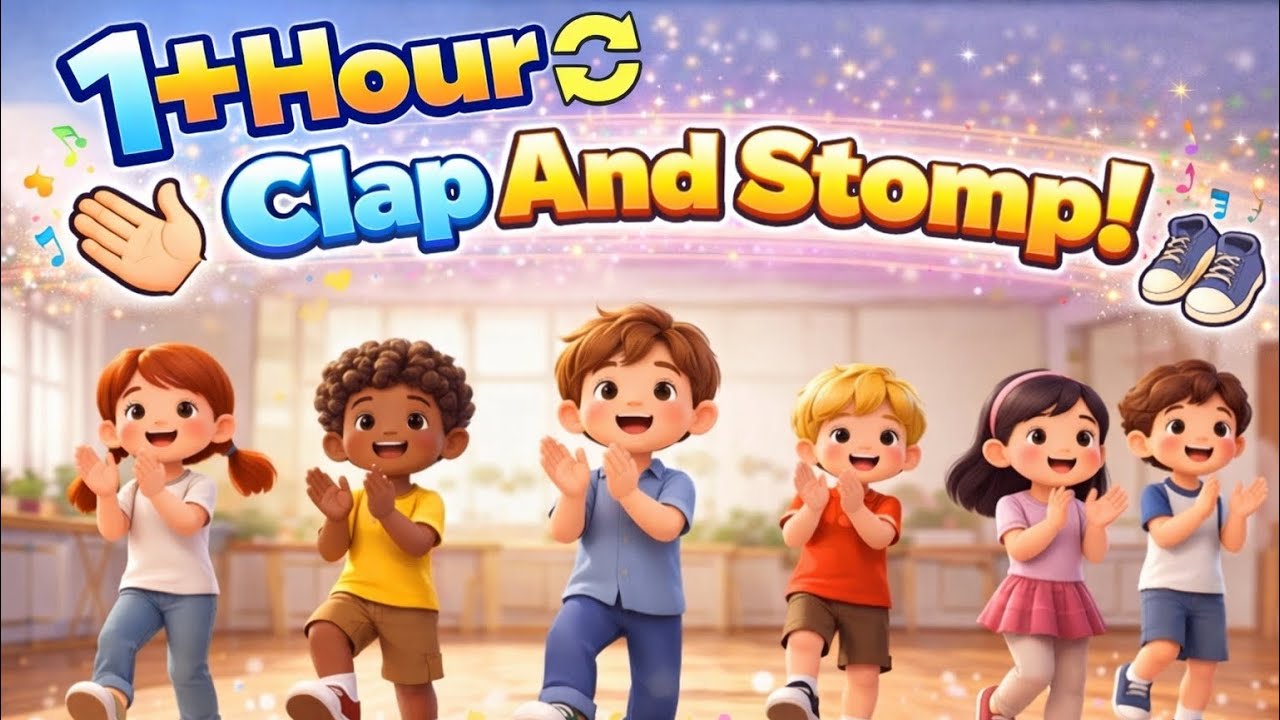 clap-and-stomp-1-hour-loop-fun-action-song-for-kids-dance