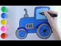 Рисуем машинки для детей. Синий Трактор, We draw cars for children. Blue Tractor