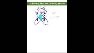 Subtracting Fractions - Butterfly Method #shorts #maths #fraction #subtraction #butterfly