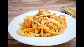 Receta Casera De Los Bucatini A La Amatriciana. Tradicional