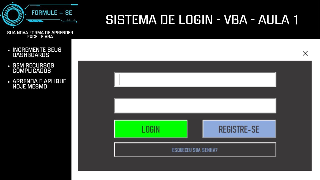 Crie um sistema com login e senha usando VBA
