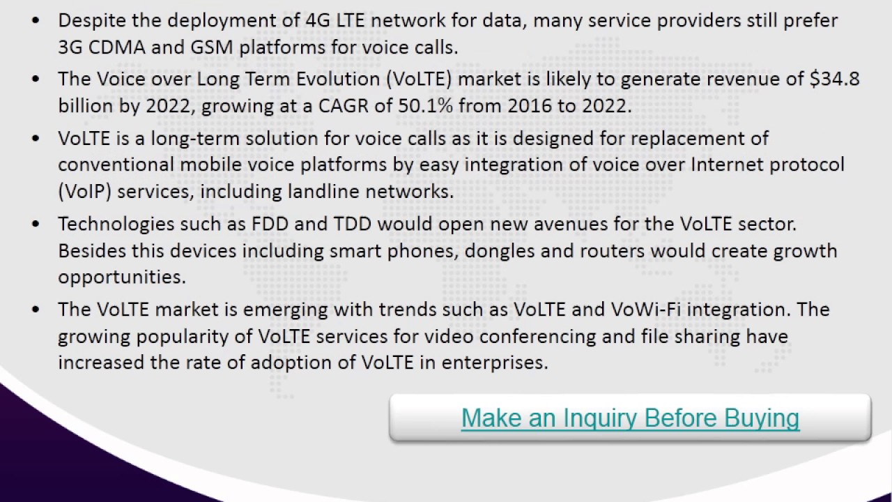 World Voice Over LTE (VoLTE) Market - Opportunities and Forecasts, 2015-2022