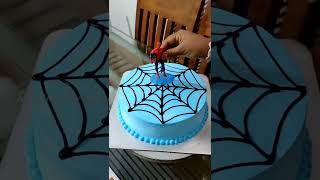 simple spiderman theme cake #shorts #shortsvideo #shortsyoutube #baslasfreshland #cakeart