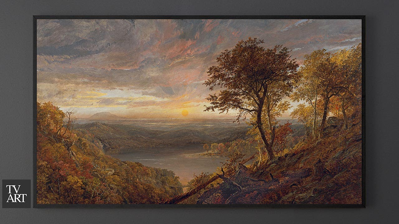 TV Art Screensaver | Lake and Field Landscape | 2 Hour Vintage Art Slideshow 4K